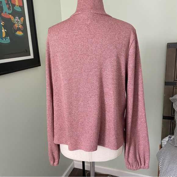 Madewell size large Heathered bubble sleeve swing mock neck top - Picture 3 of 7